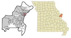 St. Louis County Missouri Incorporated and Unincorporated areas Beverly Hills Highlighted